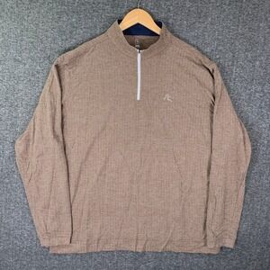 Rhoback 1/4 Zip Men 3XL Brown Herringbone Pullover Golf Performance Preppy